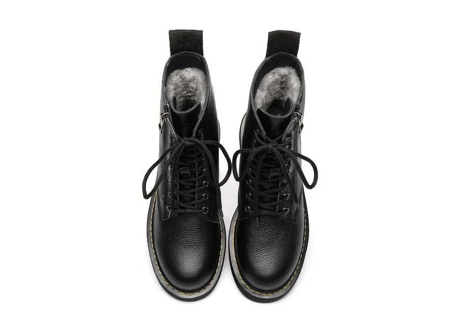 Australian Shepherd UGG Zip Up Sheepskin Wool Chunky Boots Belen