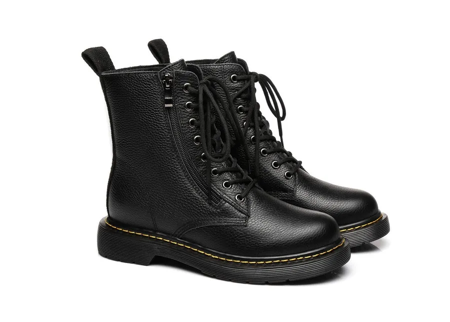 Australian Shepherd UGG Zip Up Sheepskin Wool Chunky Boots Belen