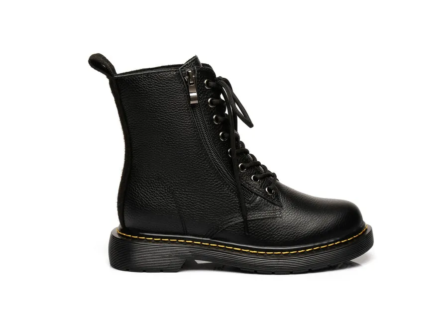 Australian Shepherd UGG Zip Up Sheepskin Wool Chunky Boots Belen