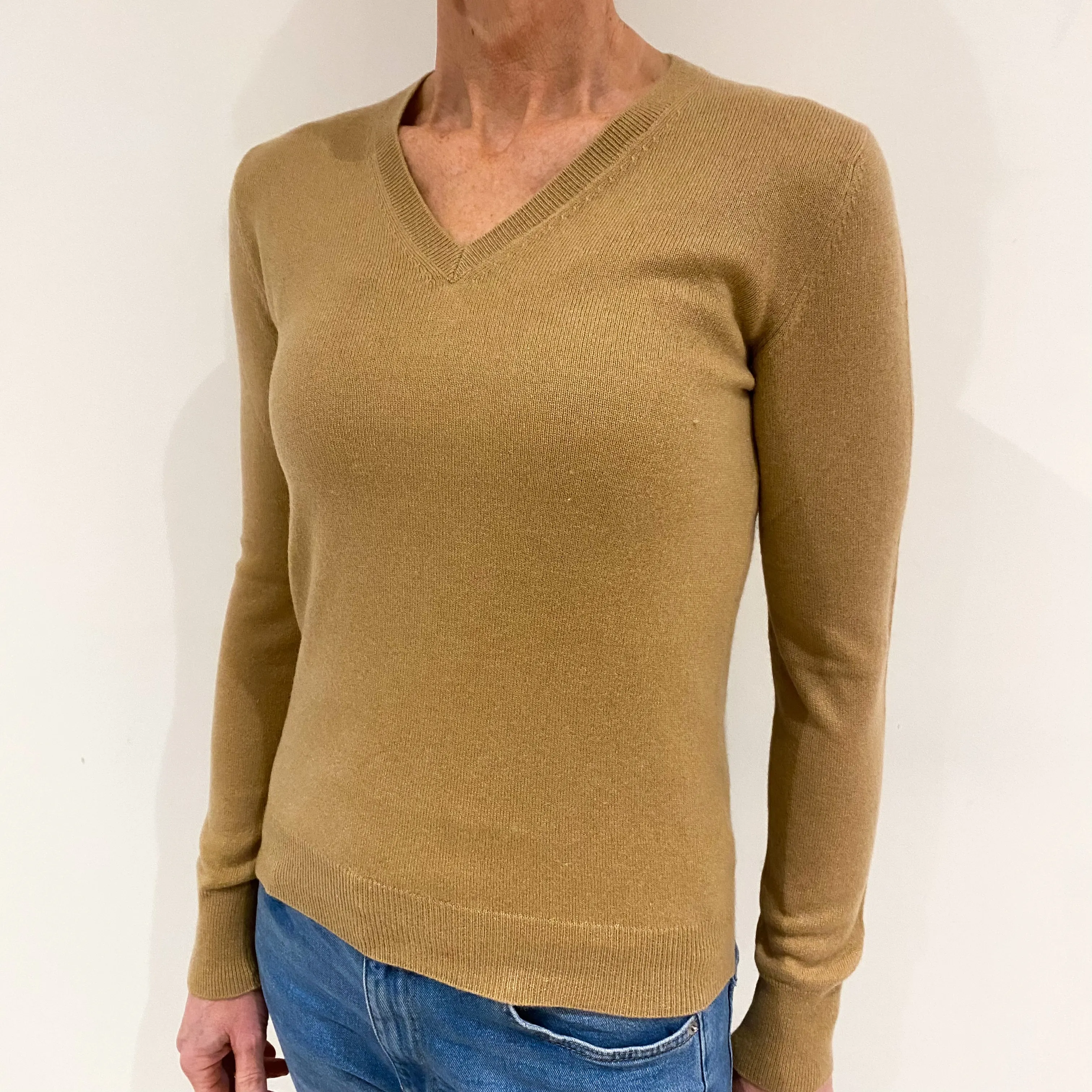 Butterscotch Cashmere V Neck Jumper Small