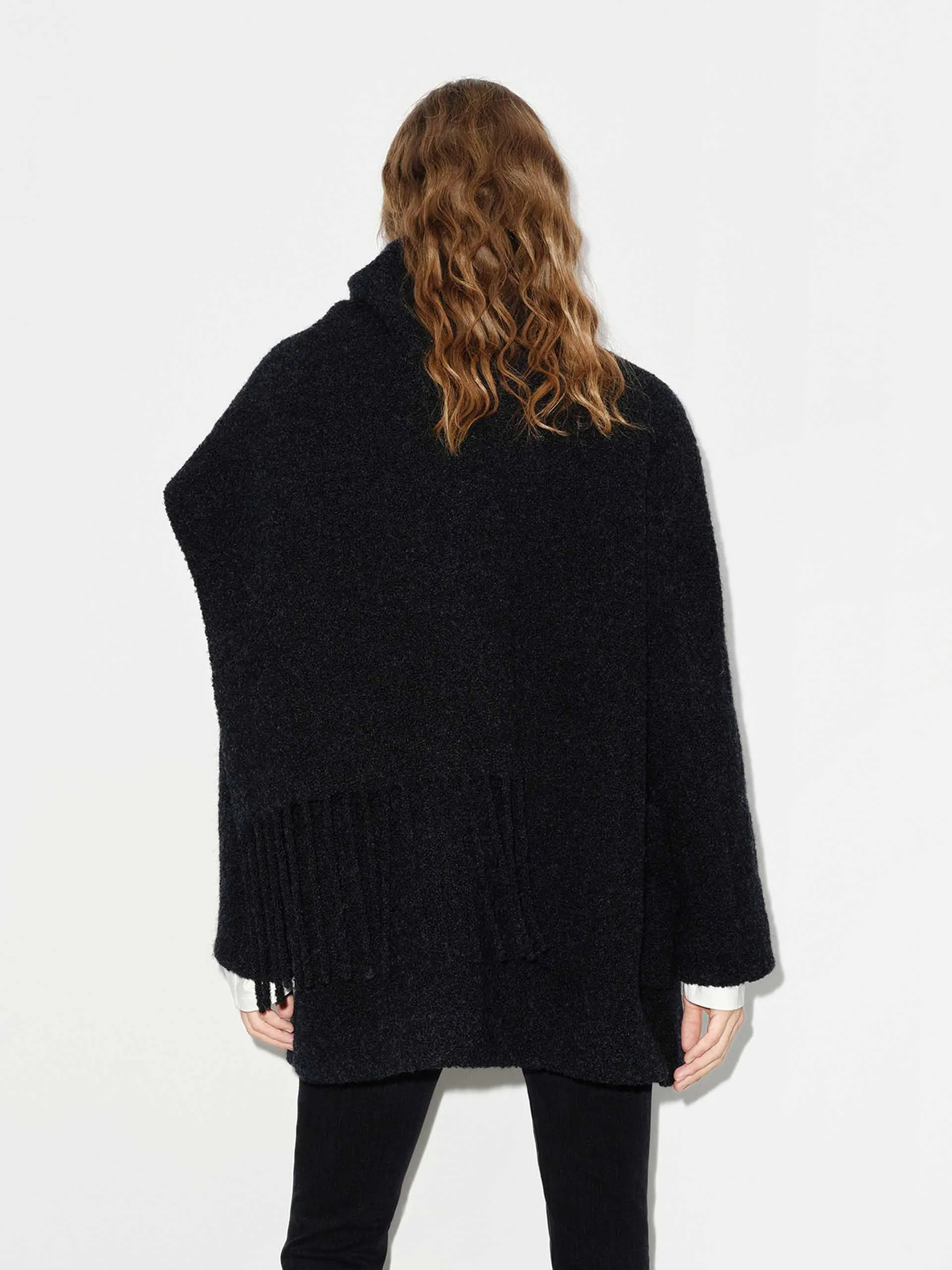 Button Closure Scarf Coat