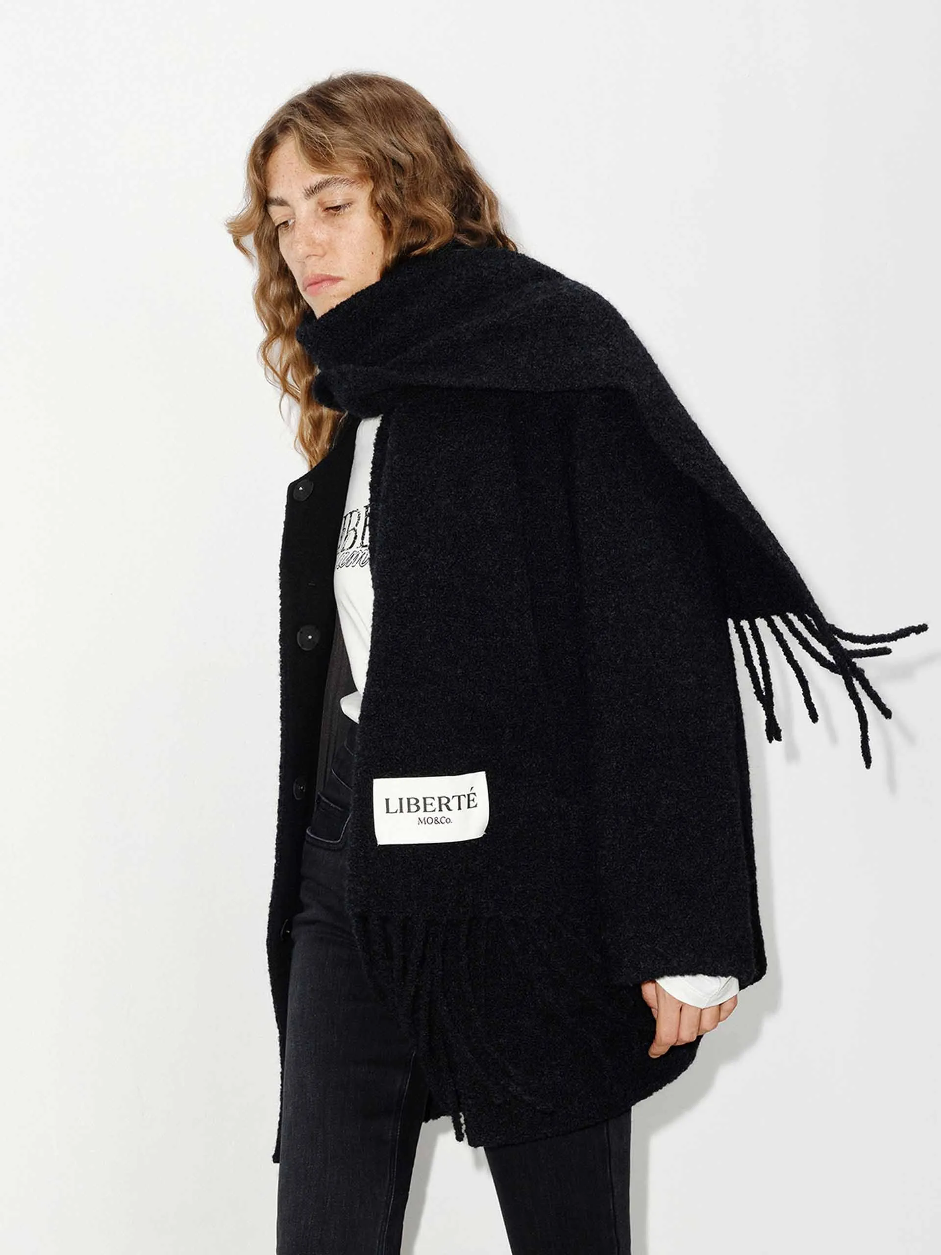 Button Closure Scarf Coat