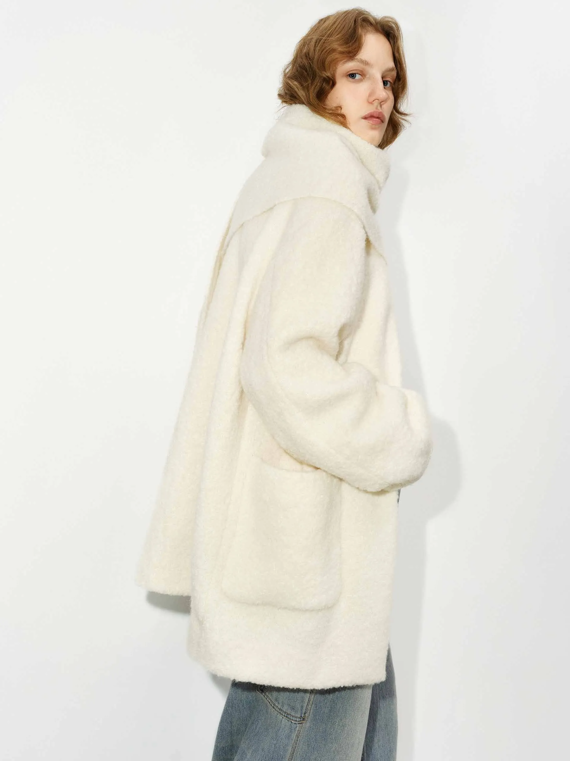Button Closure Scarf Coat