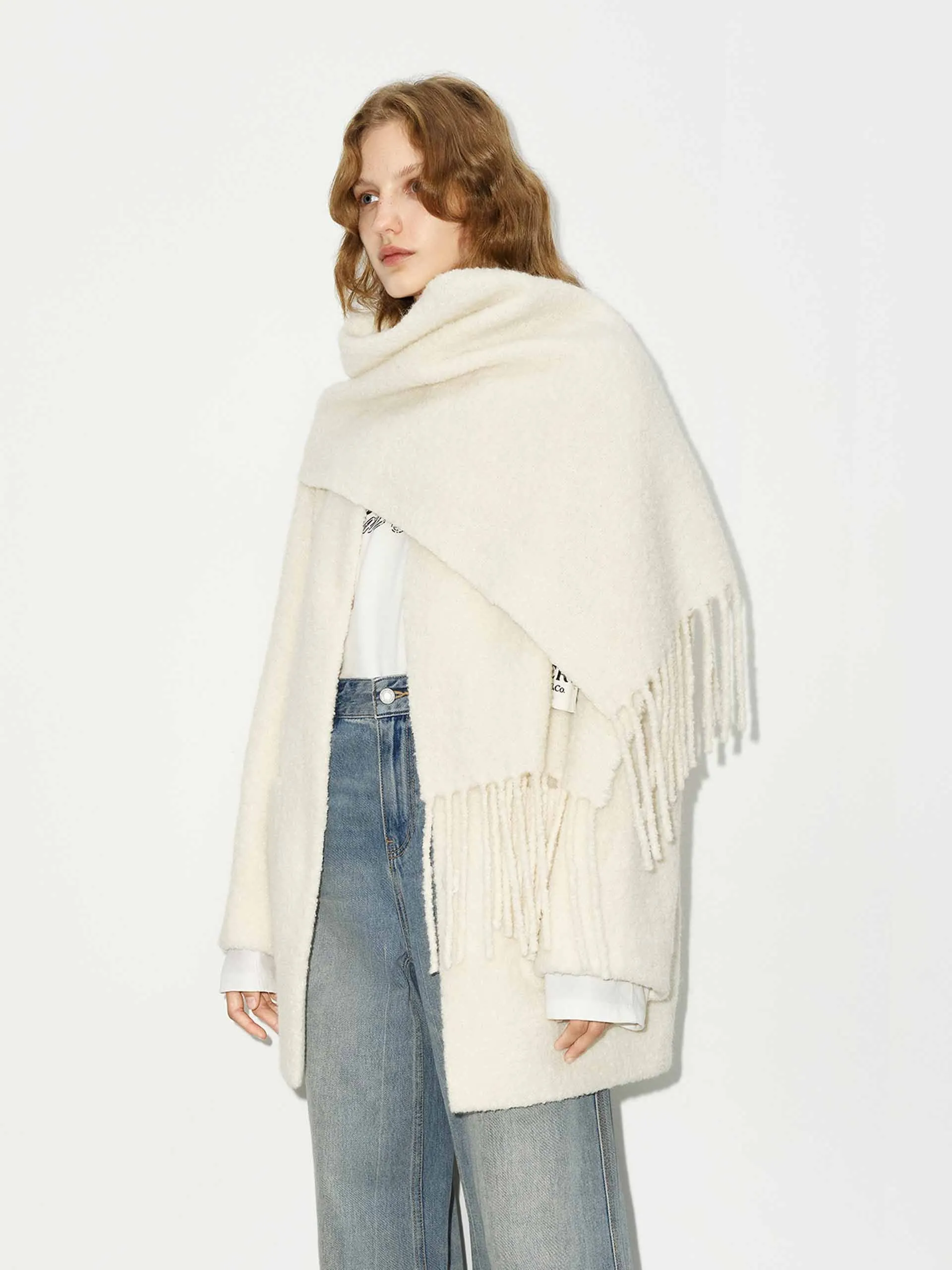 Button Closure Scarf Coat