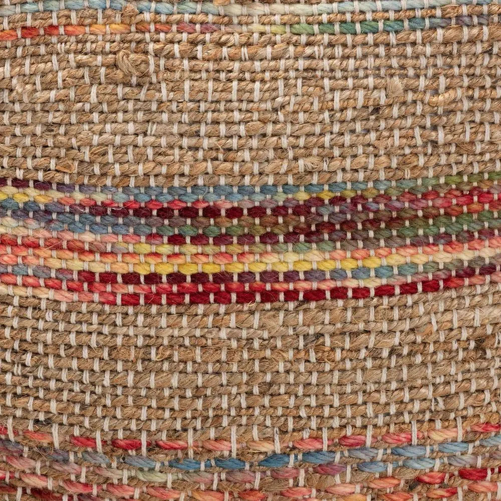 Caiman Moroccan Inspired Multicolored Handwoven Hemp Pouf Ottoman