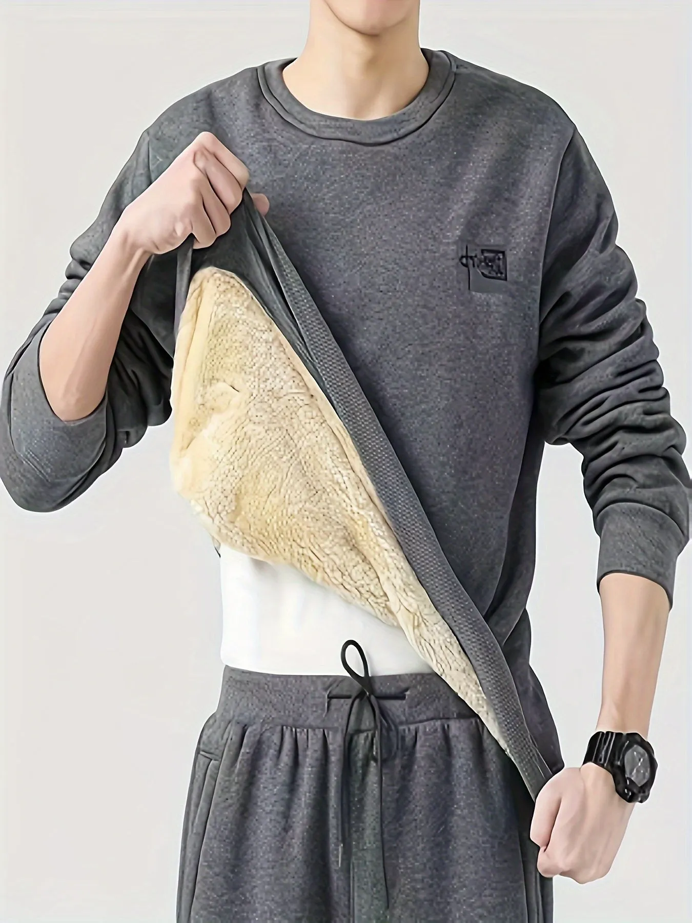 Casual Solid Color Cotton Pullover Sweatshirt for Men | Perfect for Everyday Wear