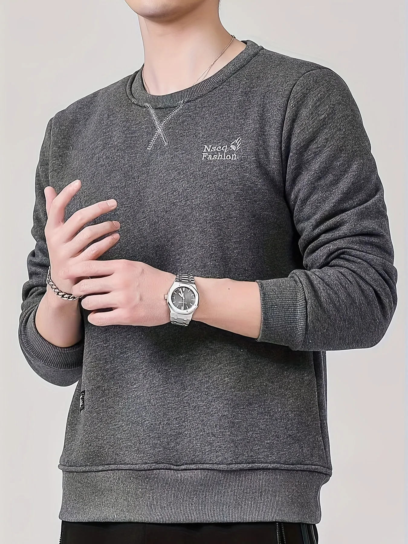 Casual Solid Color Cotton Pullover Sweatshirt for Men | Perfect for Everyday Wear