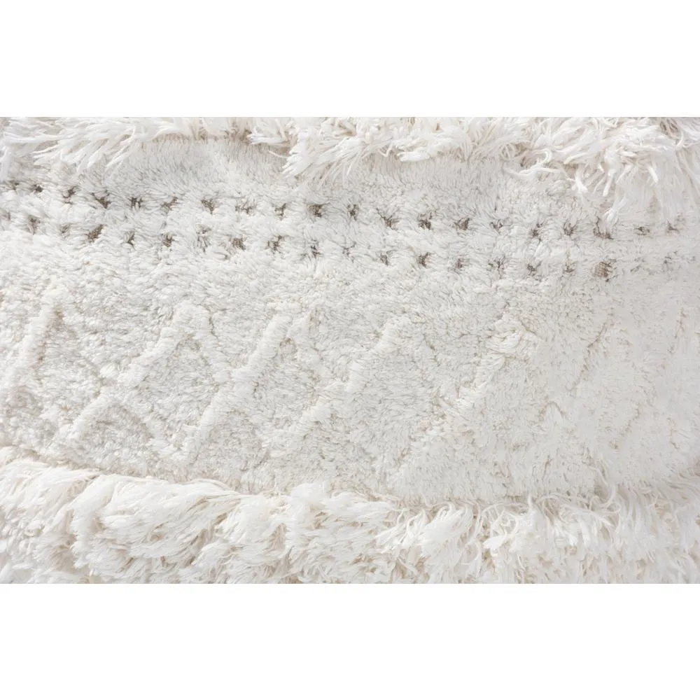 Curlew Moroccan Inspired Ivory Handwoven Cotton Pouf Ottoman