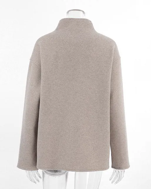 elveswallet Brown V-neck Double-breasted Short Wool Coat