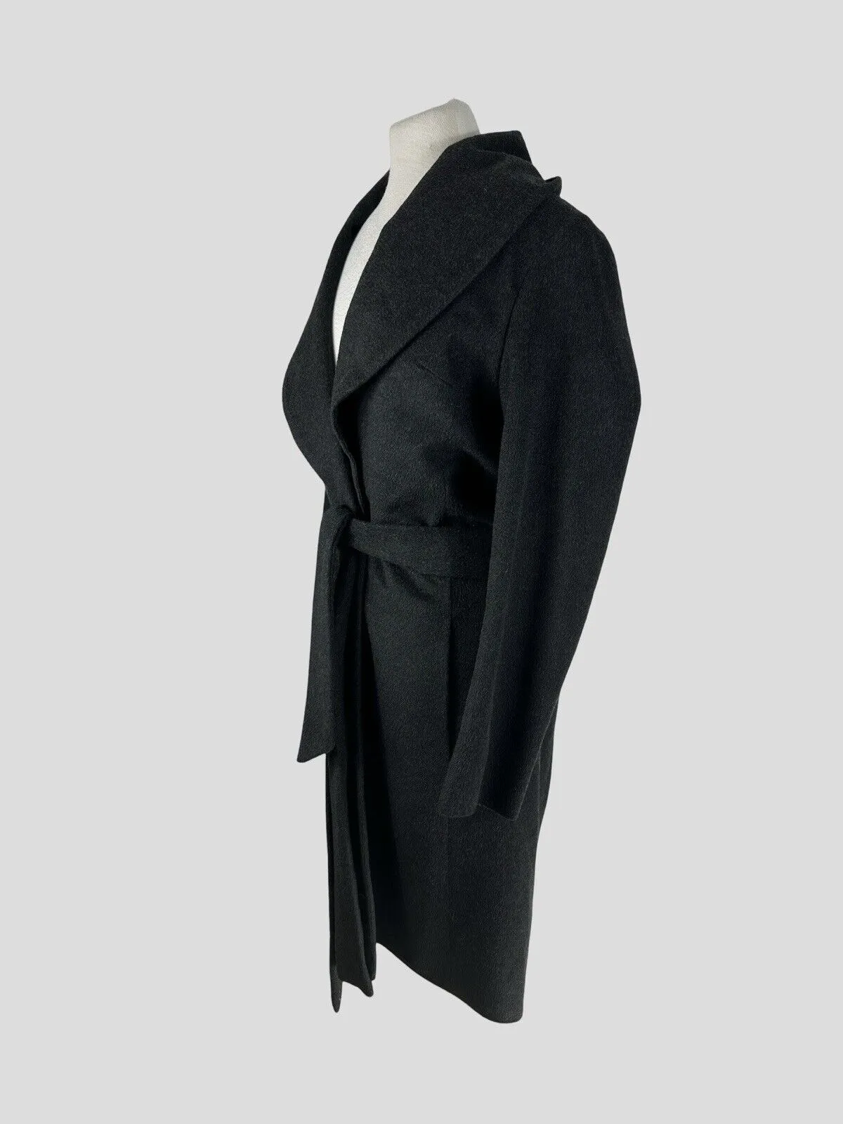 Emel & Aris dark grey wool & cashmere smart heated coat size UK16/US12