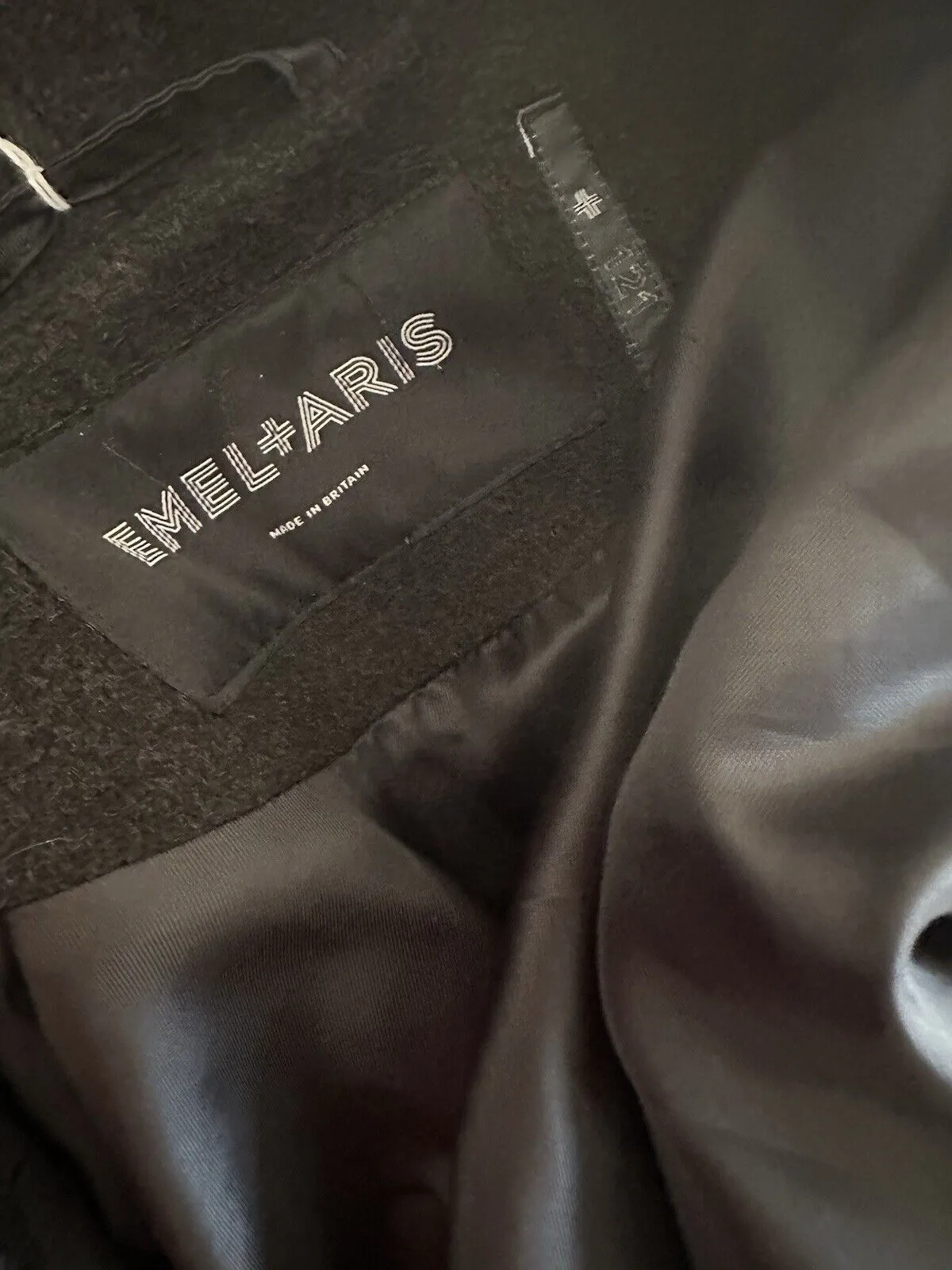 Emel & Aris dark grey wool & cashmere smart heated coat size UK16/US12
