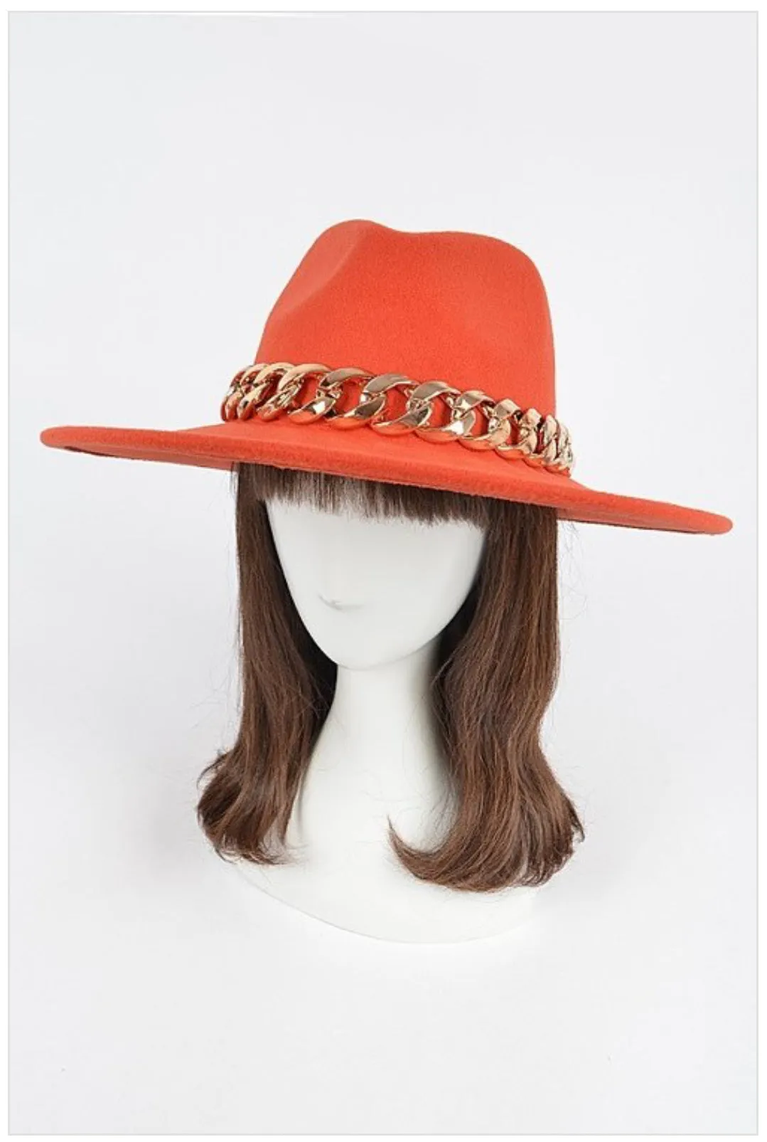 Faux Wool Hat With Oversize Chain