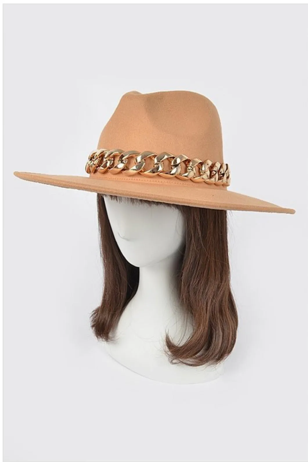 Faux Wool Hat With Oversize Chain