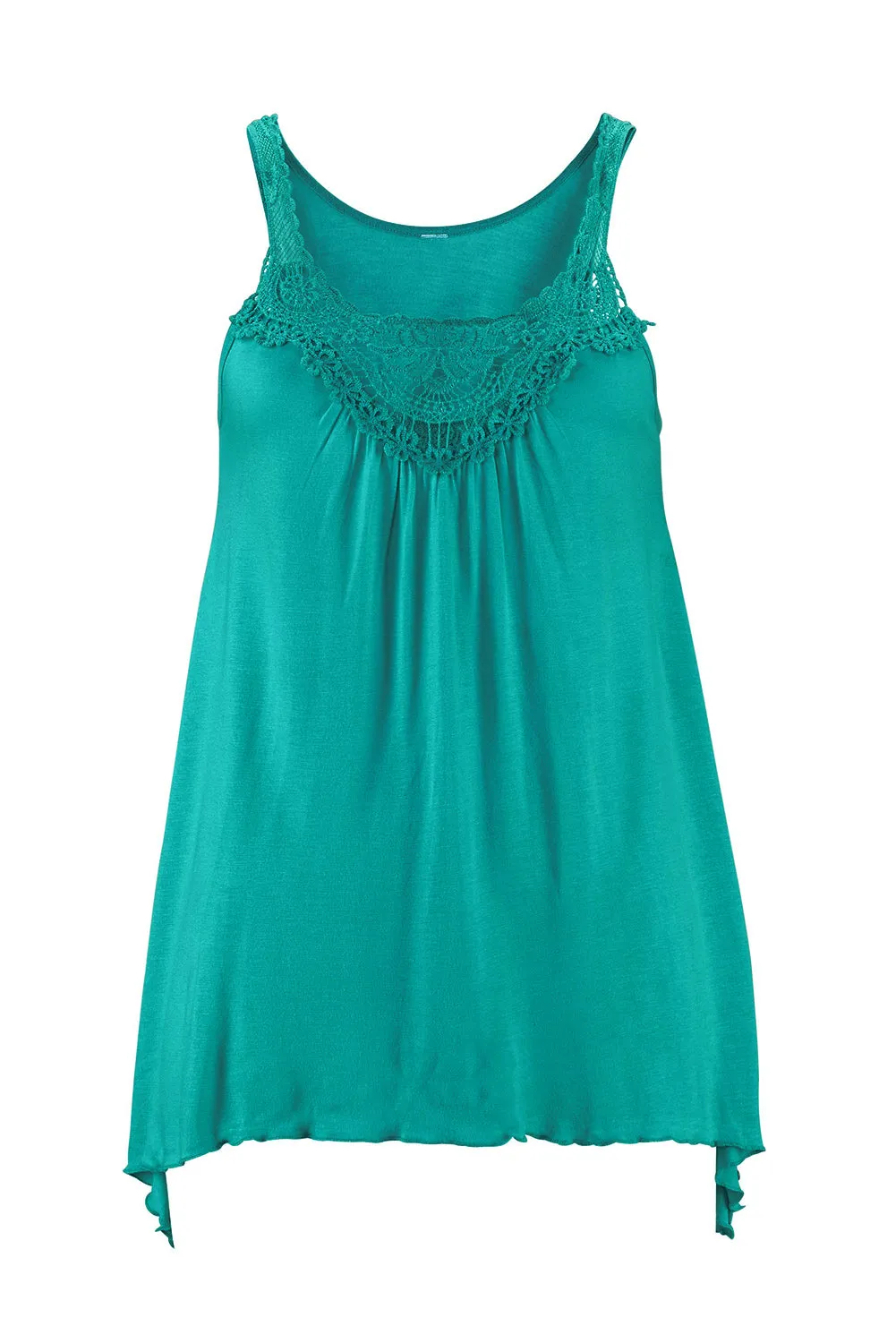 Green Lace Patchwork Sleeveless Top