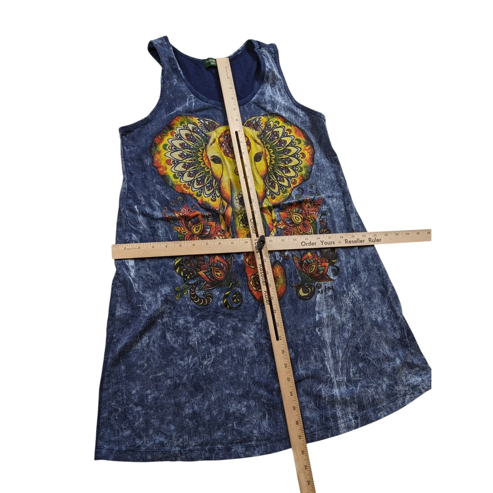 Kathmandu Tank Tunic Womens XL Tie Dye Mandala Elephant Boho Sleeveless Hippie
