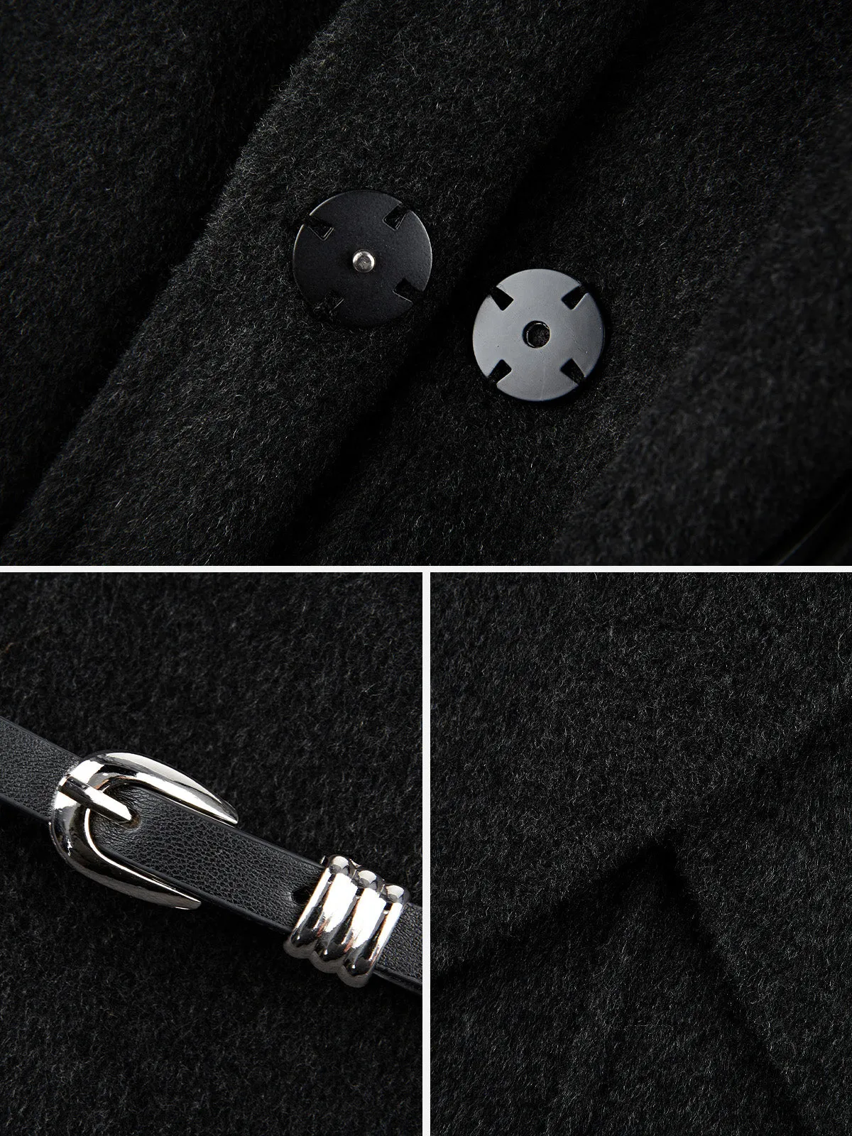 Lapel Open Front  Asymmetric Wool Coat