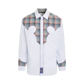 Long Sleeve Shirt with Cut-Out Detail in Blue/Pink