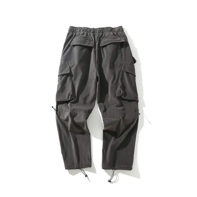 Man Fall Outfits Cargo Pants Autumn and Winter Functional Three-Dimensional Pocket Characteristic Belt Straight Casual Corduroy Pants Men