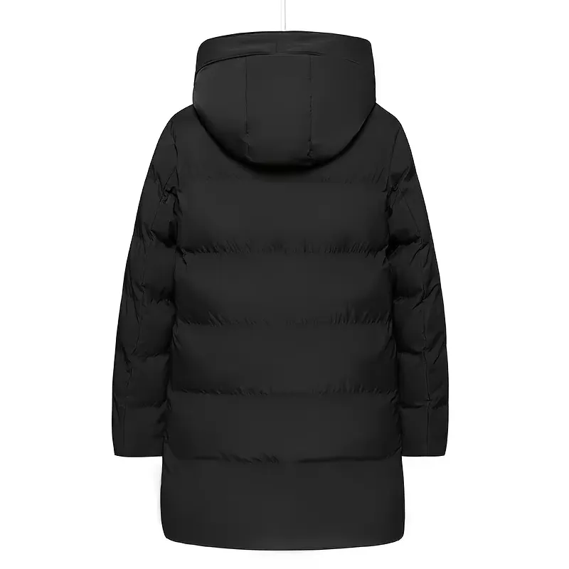 Men's Comfortable Long Puffer Jacket with Hood | Ideal for Autumn/Winter