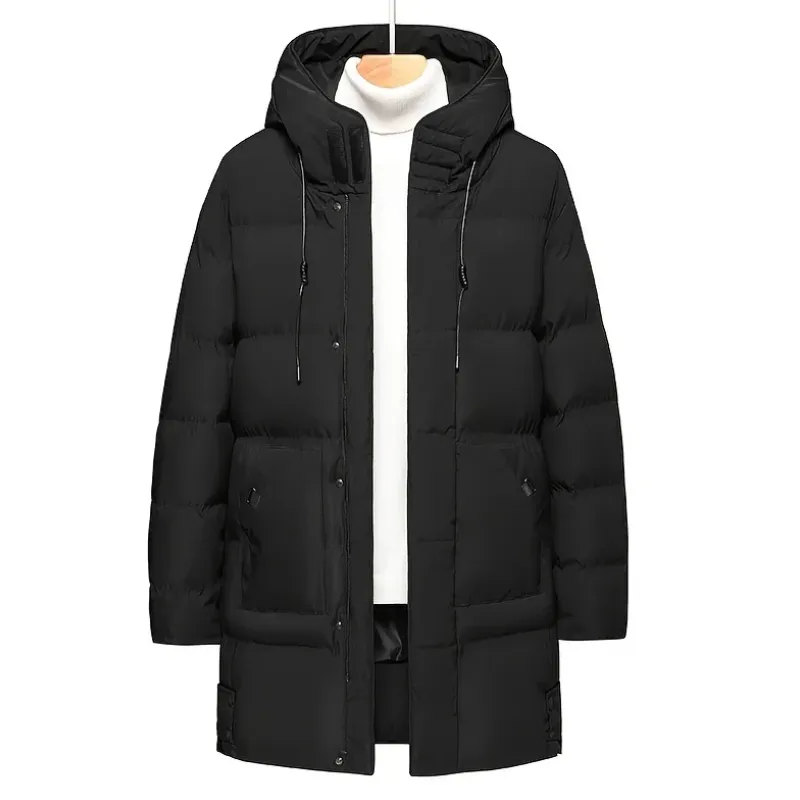 Men's Comfortable Long Puffer Jacket with Hood | Ideal for Autumn/Winter
