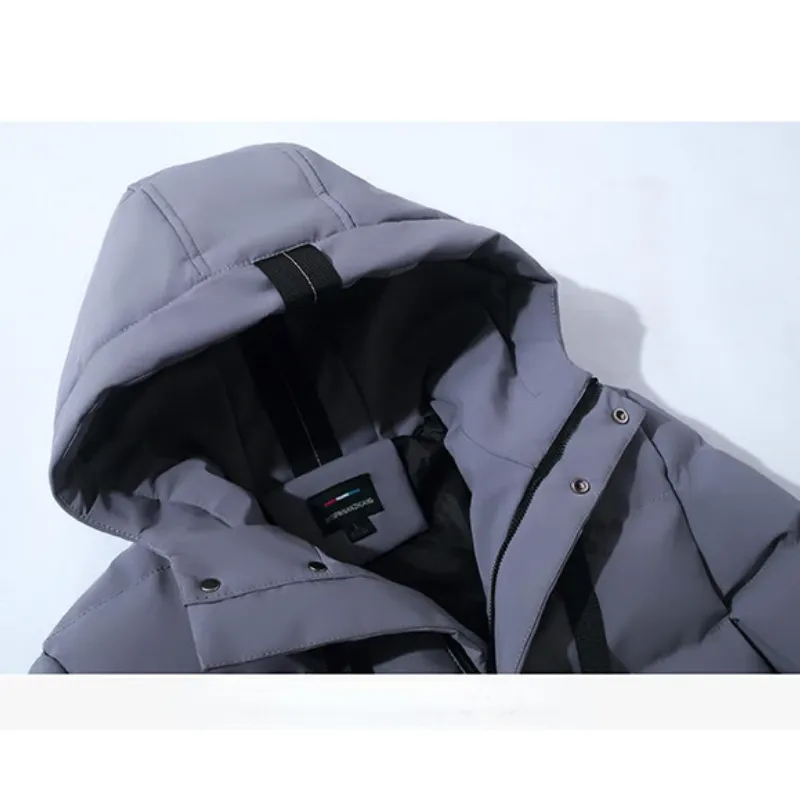 Men's Luxurious Long Puffer Jacket with Hood and Zipper | Ideal for Autumn/Winter