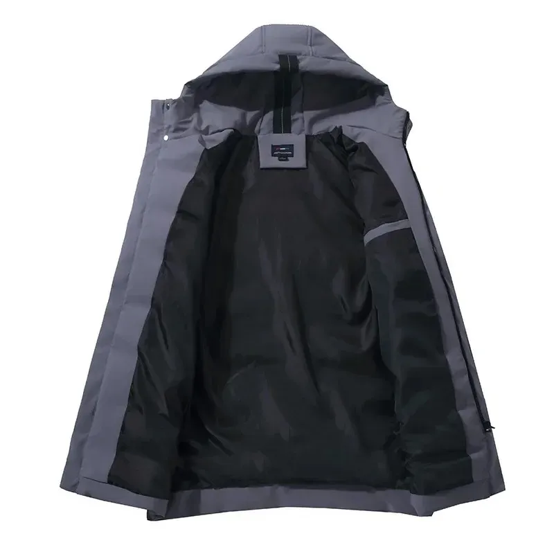 Men's Luxurious Long Puffer Jacket with Hood and Zipper | Ideal for Autumn/Winter