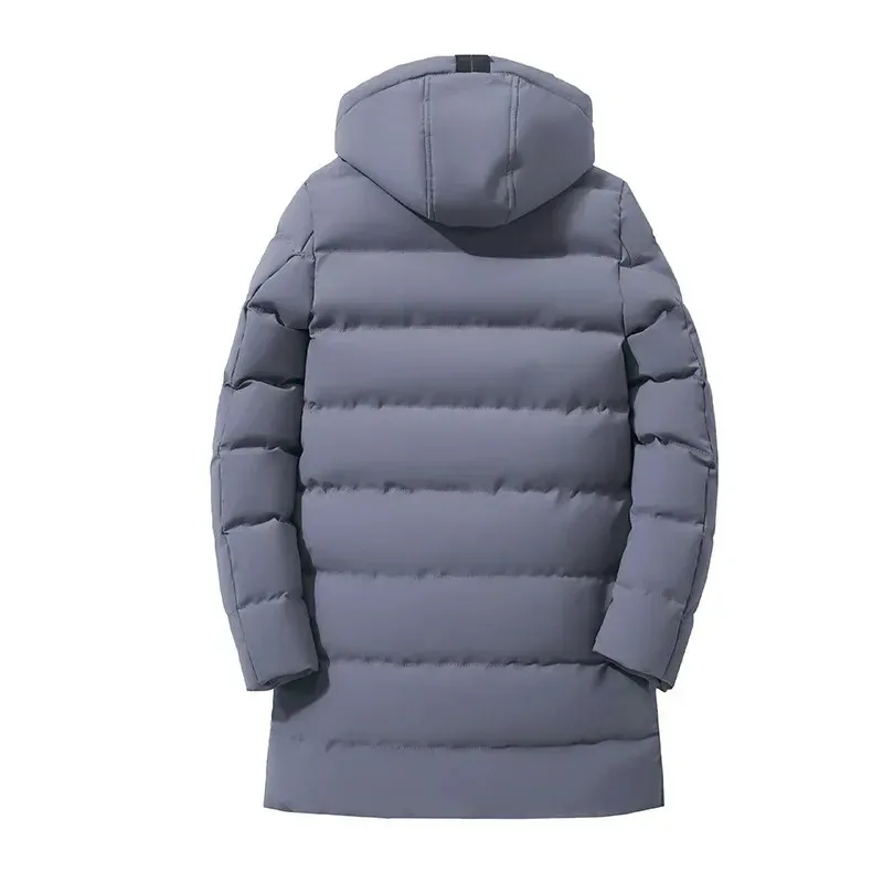 Men's Luxurious Long Puffer Jacket with Hood and Zipper | Ideal for Autumn/Winter
