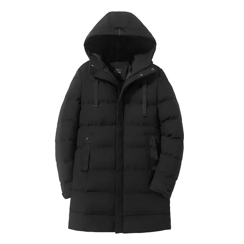 Men's Luxurious Long Puffer Jacket with Hood and Zipper | Ideal for Autumn/Winter