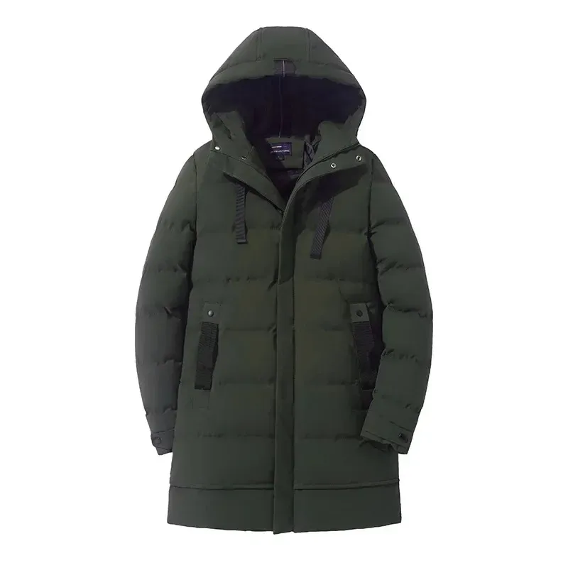 Men's Luxurious Long Puffer Jacket with Hood and Zipper | Ideal for Autumn/Winter