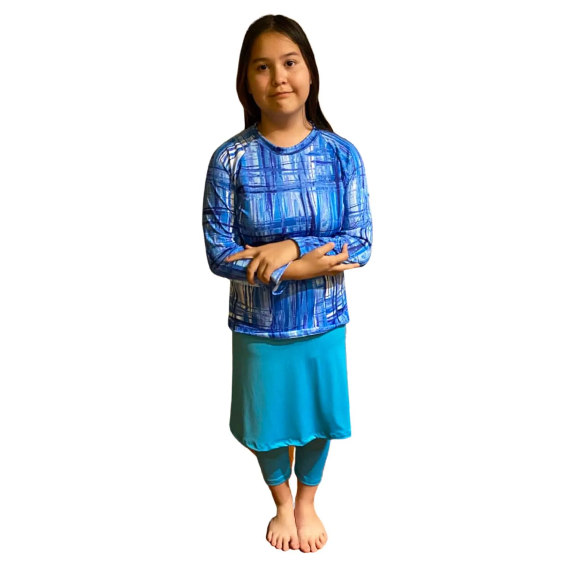 Plus Size Girls Turquoise skirt with leggings, Swim Modest Skirt, Skirted Leggings, Tzniut Swim, Islamic Swimsuit, Beachwear, School Clothes