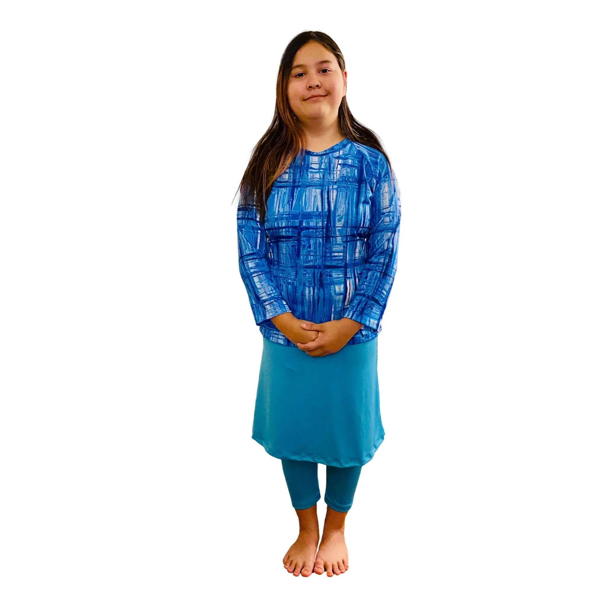 Plus Size Girls Turquoise skirt with leggings, Swim Modest Skirt, Skirted Leggings, Tzniut Swim, Islamic Swimsuit, Beachwear, School Clothes
