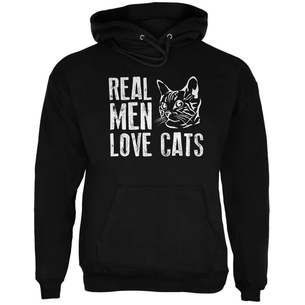 Real Men Love Cats Black Adult Hoodie