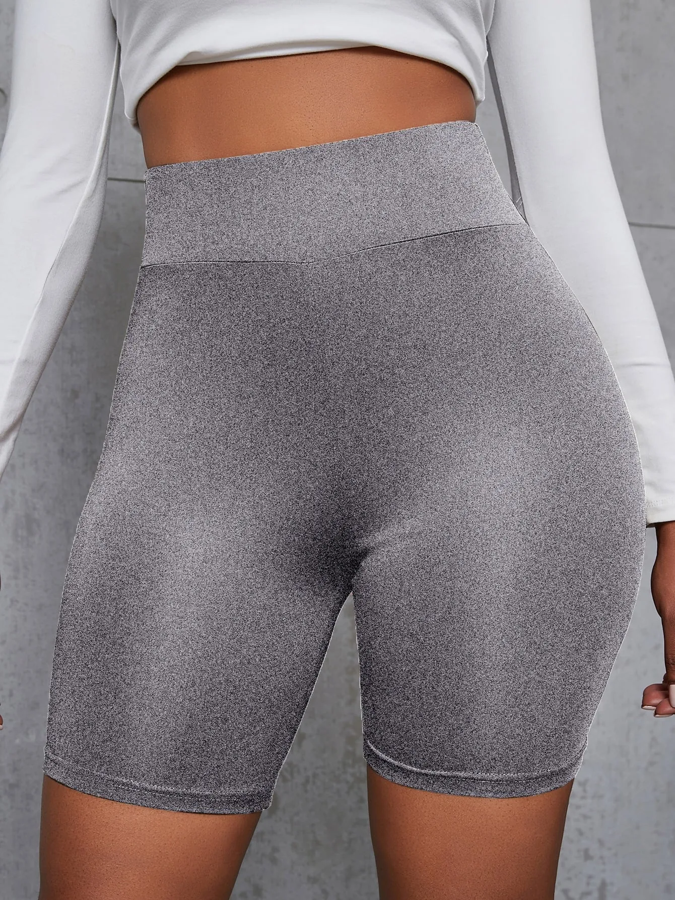 Solid Wideband Waist Biker Shorts