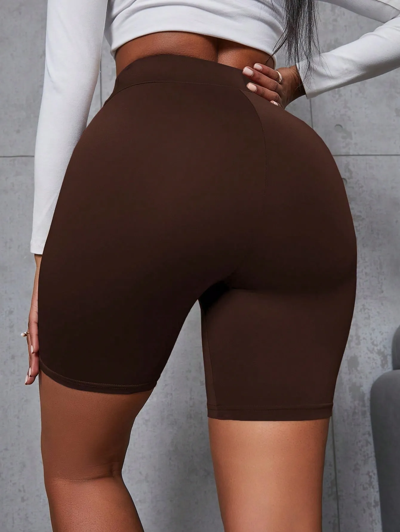 Solid Wideband Waist Biker Shorts
