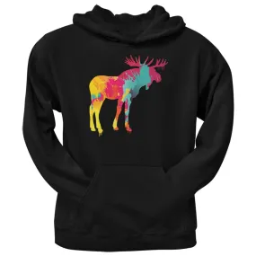 Splatter Moose Black Adult Hoodie