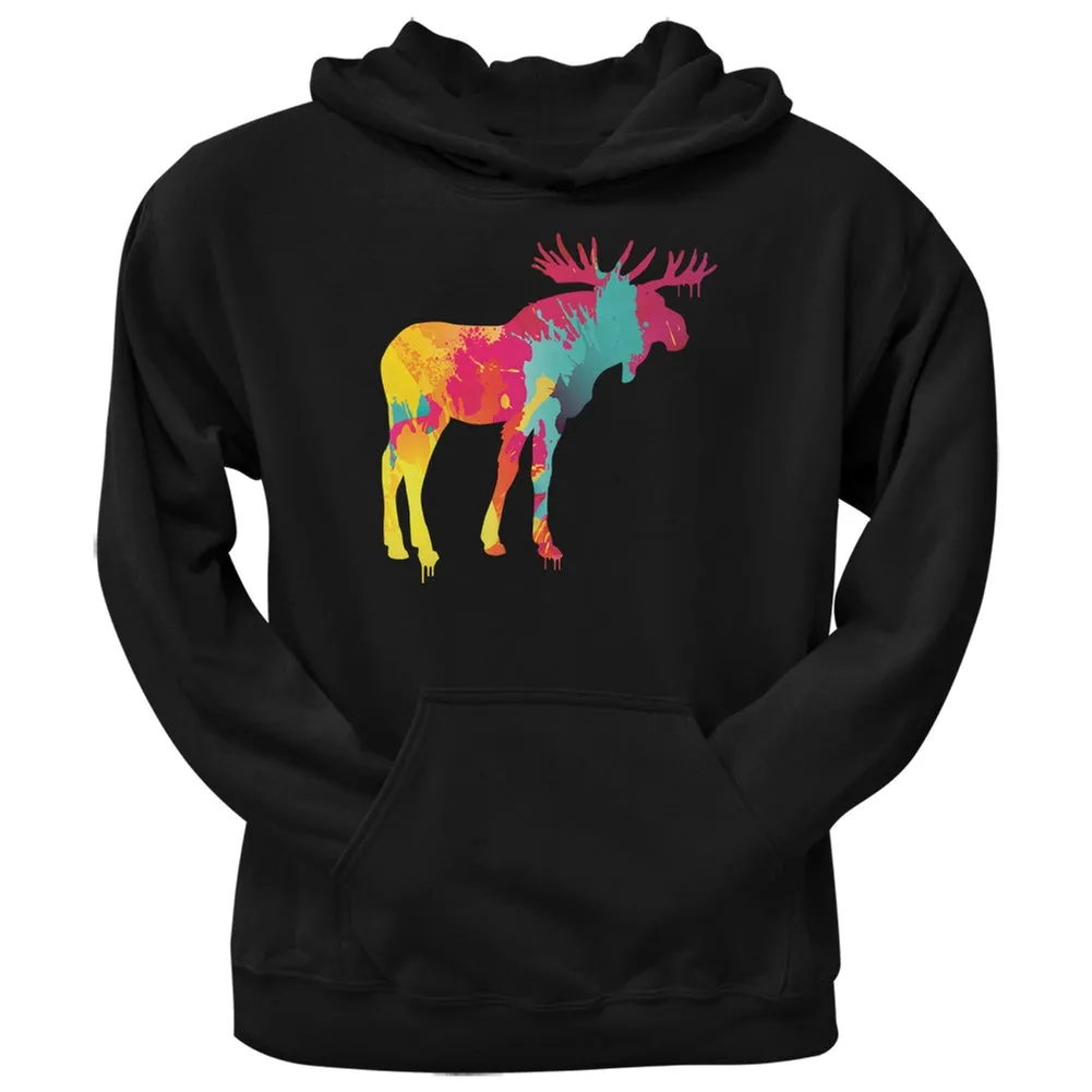 Splatter Moose Black Adult Hoodie