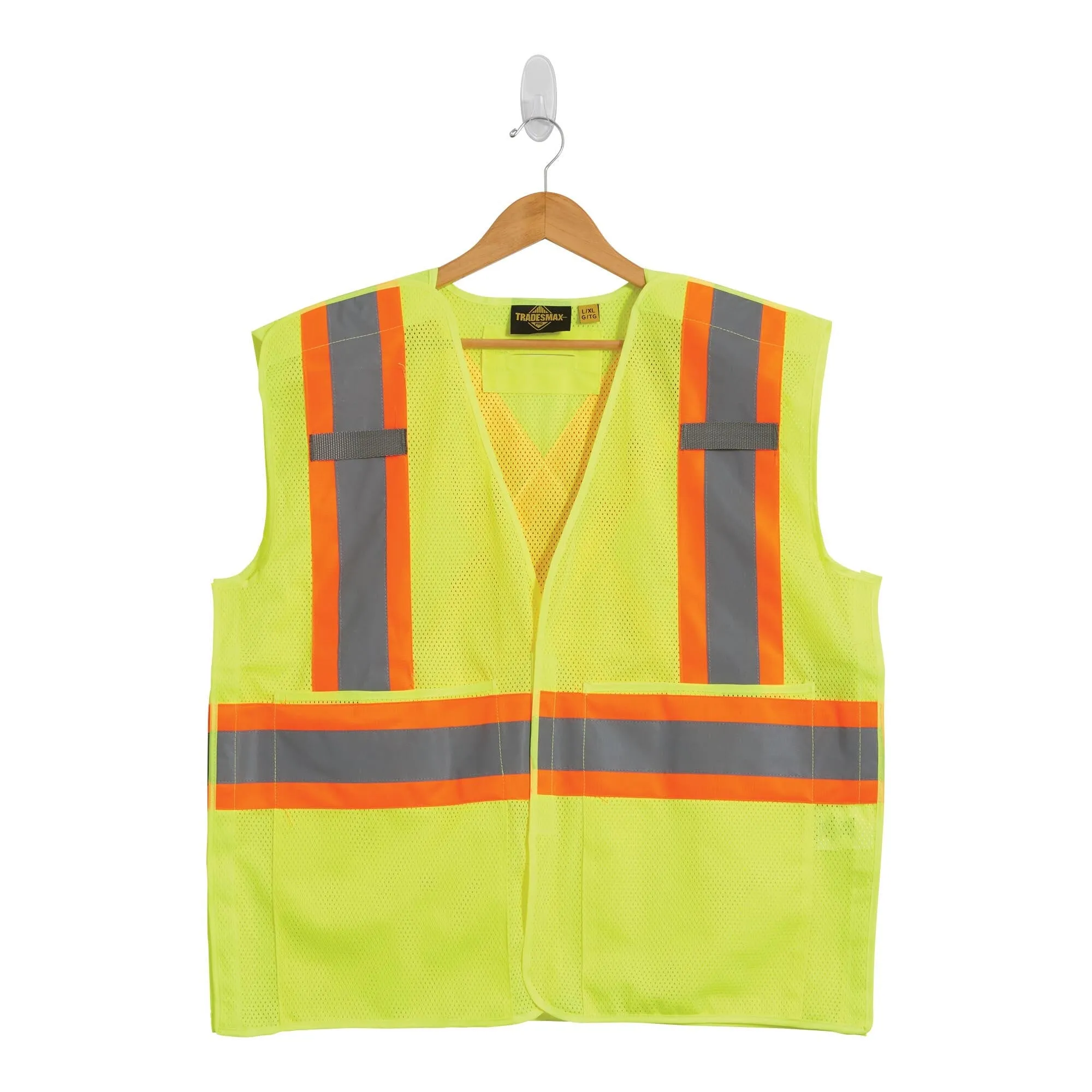 Tradesmax Pro Men's High Visibility Sleeveless Safety Vest with Reflective Bands, Yellow
