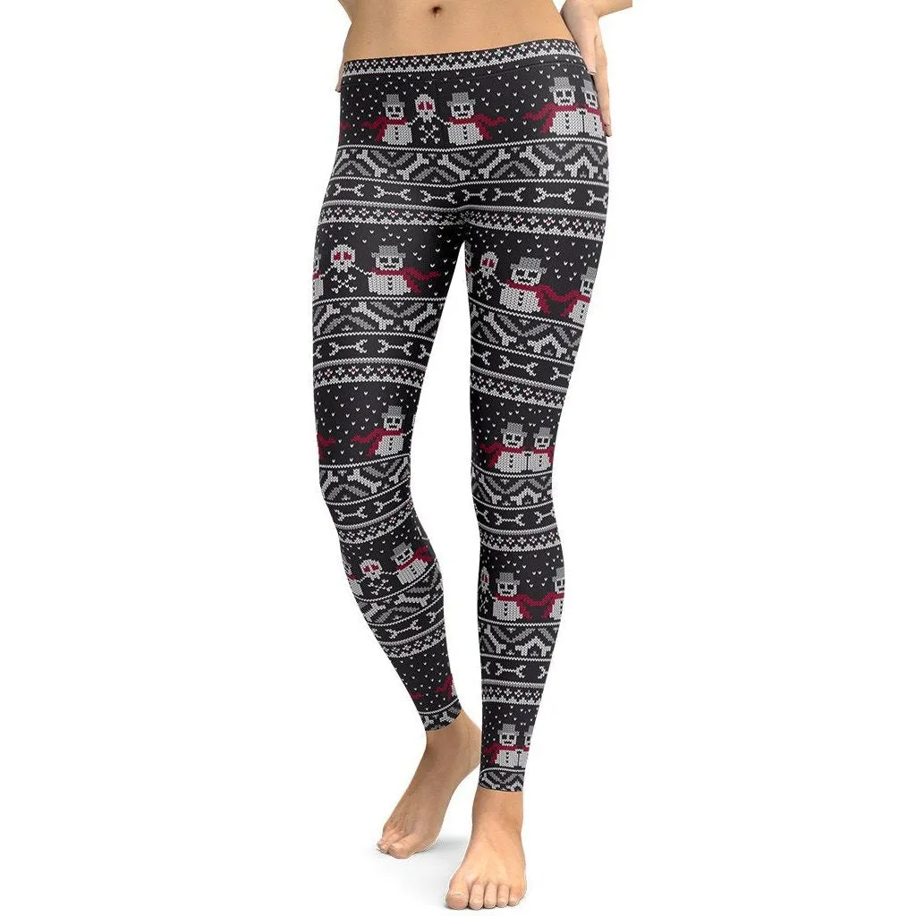 Vintage Goth Knitted Print Leggings