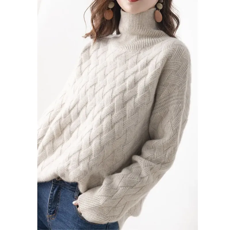 Women's Trendy Thick Knitted Jumper with Zigzag Pattern | Ideal for Autumn/Winter
