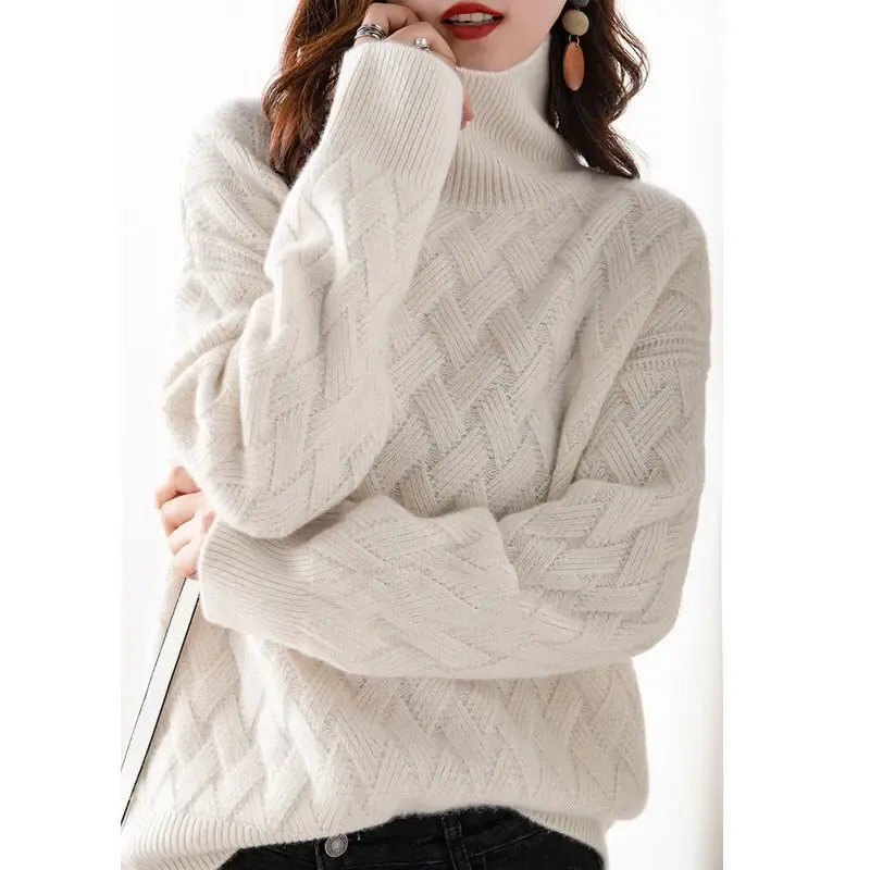 Women's Trendy Thick Knitted Jumper with Zigzag Pattern | Ideal for Autumn/Winter