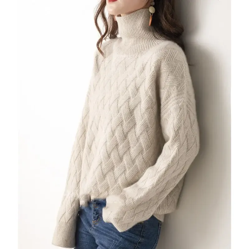 Women's Trendy Thick Knitted Jumper with Zigzag Pattern | Ideal for Autumn/Winter