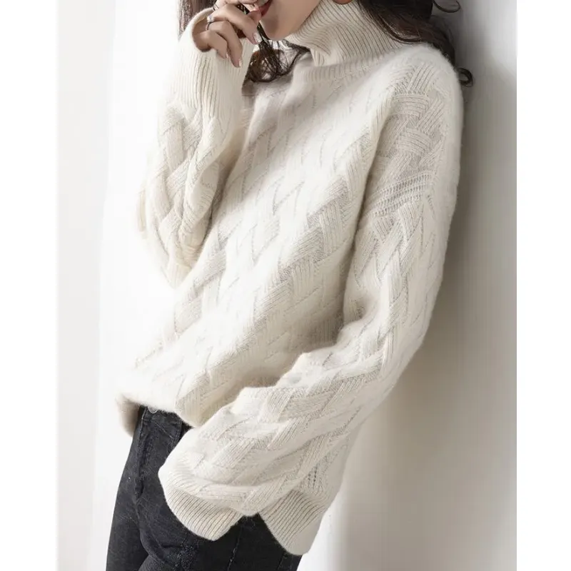Women's Trendy Thick Knitted Jumper with Zigzag Pattern | Ideal for Autumn/Winter