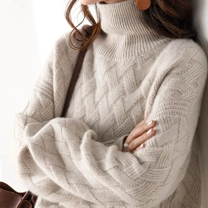 Women's Trendy Thick Knitted Jumper with Zigzag Pattern | Ideal for Autumn/Winter