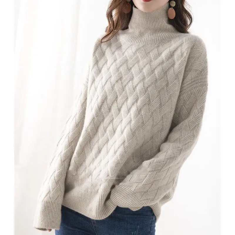 Women's Trendy Thick Knitted Jumper with Zigzag Pattern | Ideal for Autumn/Winter