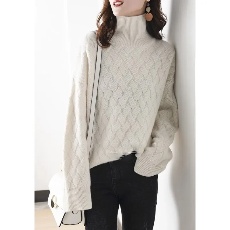 Women's Trendy Thick Knitted Jumper with Zigzag Pattern | Ideal for Autumn/Winter