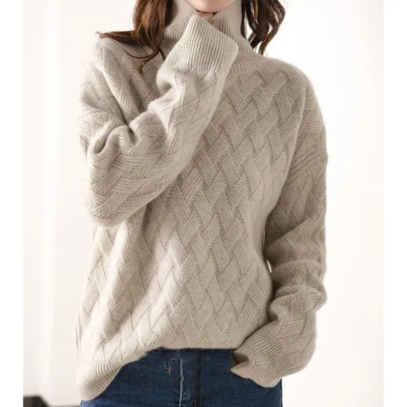 Women's Trendy Thick Knitted Jumper with Zigzag Pattern | Ideal for Autumn/Winter