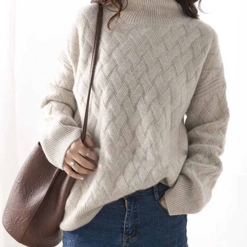 Women's Trendy Thick Knitted Jumper with Zigzag Pattern | Ideal for Autumn/Winter
