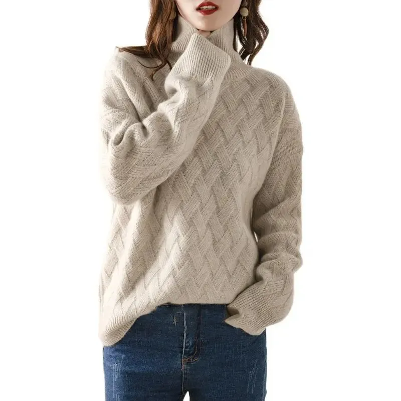 Women's Trendy Thick Knitted Jumper with Zigzag Pattern | Ideal for Autumn/Winter