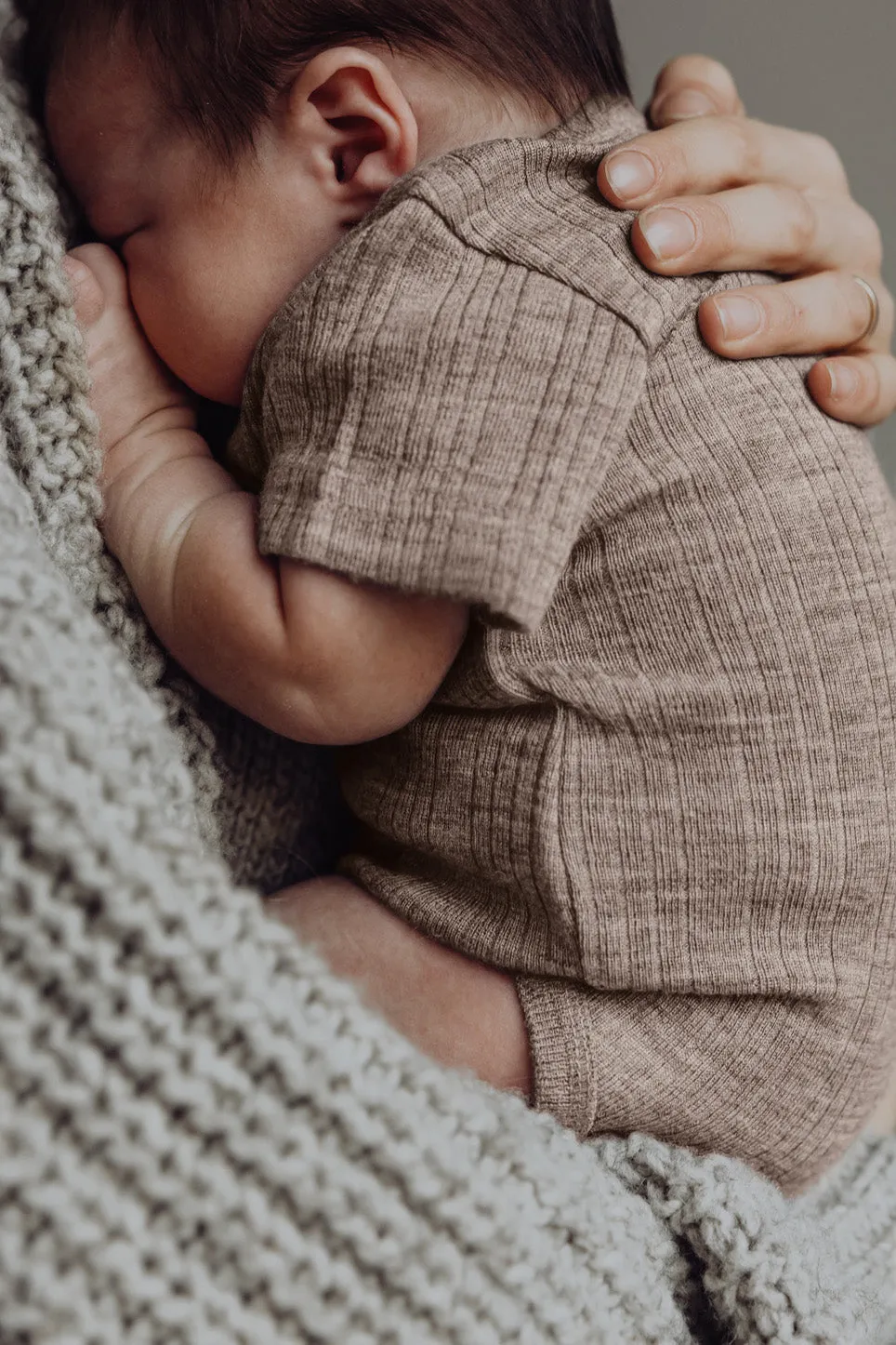 Wool Rib S/S Bodysuit - Sand