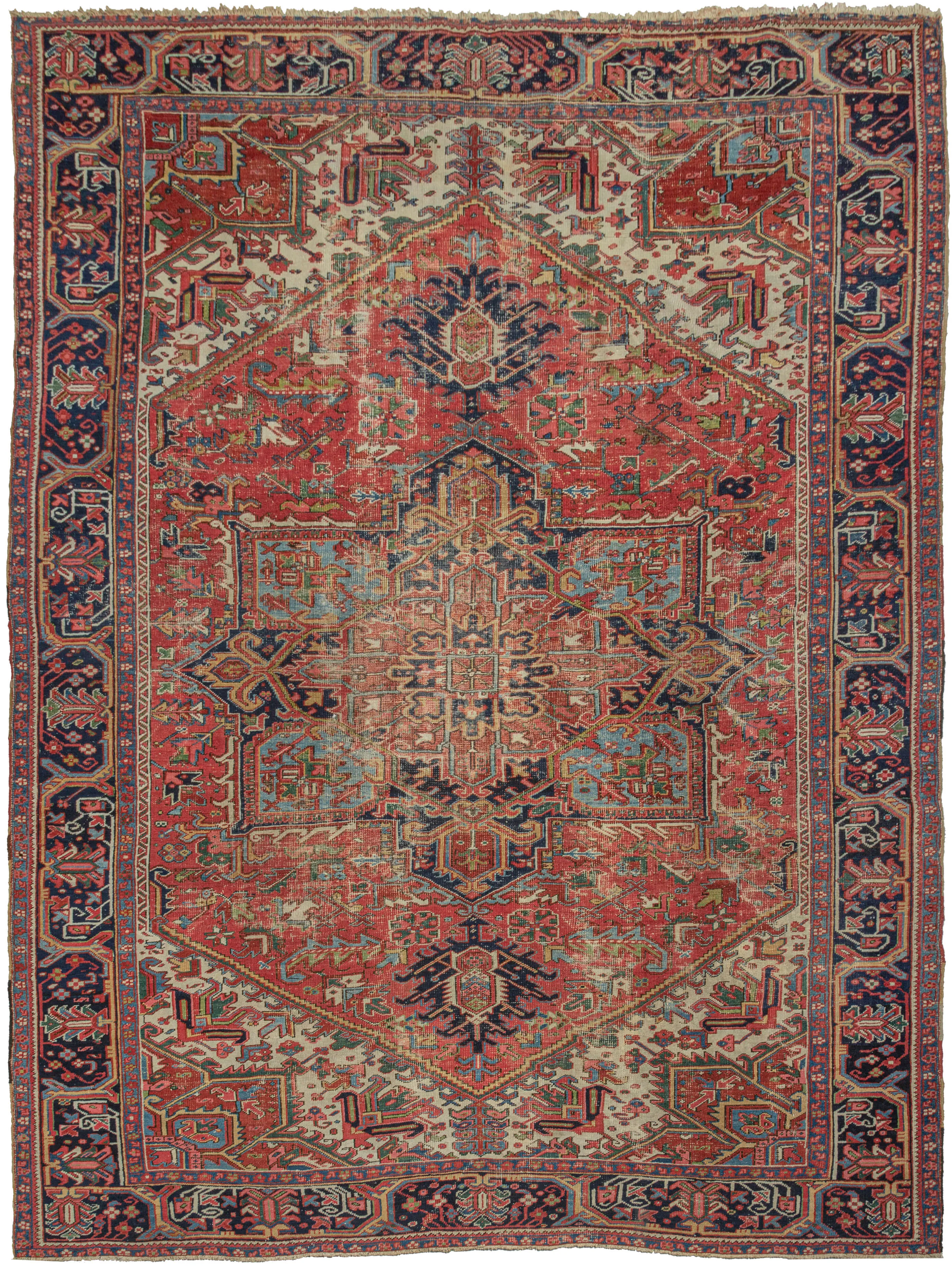Worn Heriz Rug - 9’ x 12’2